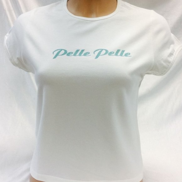 Women's Fashion Pelle Pelle Wihte | Turquoise Tee Shirt - Picture 1 of 2